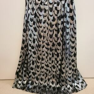 Michael Kors Metallic Black and Silver Maxi Skirt